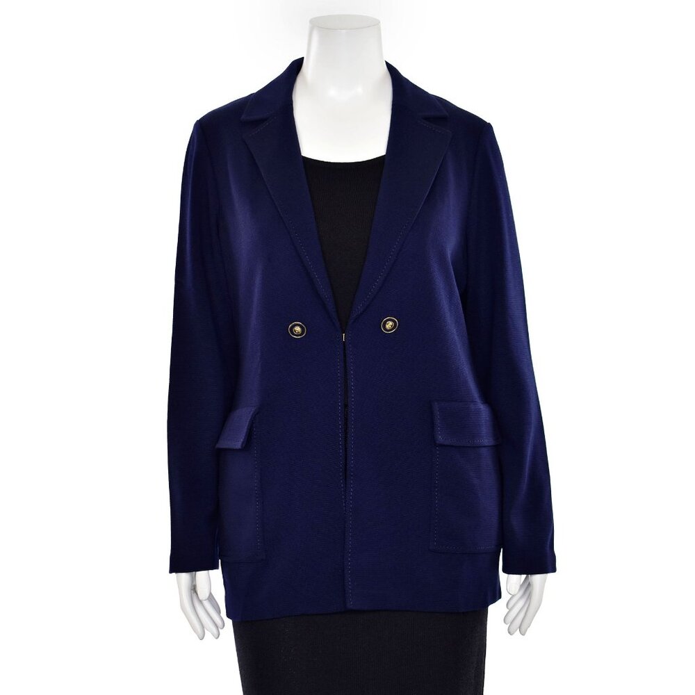 St. John Knits Deep V-Neck Jacket / Blazer in Navy Blue sz 14